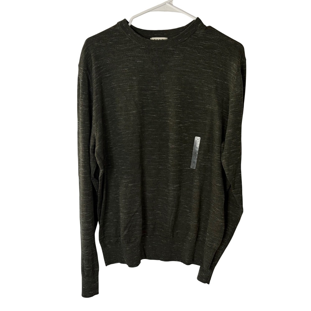 ROWM‎ Mens Crewneck Sweater Olive Green Marl Cotton Blend Knit Casual Large